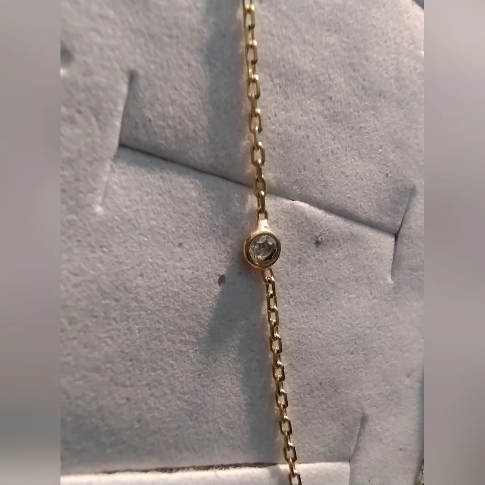 17.5" 925 Italy Gold overlay Necklace with 5 stones - Picture 6 of 13